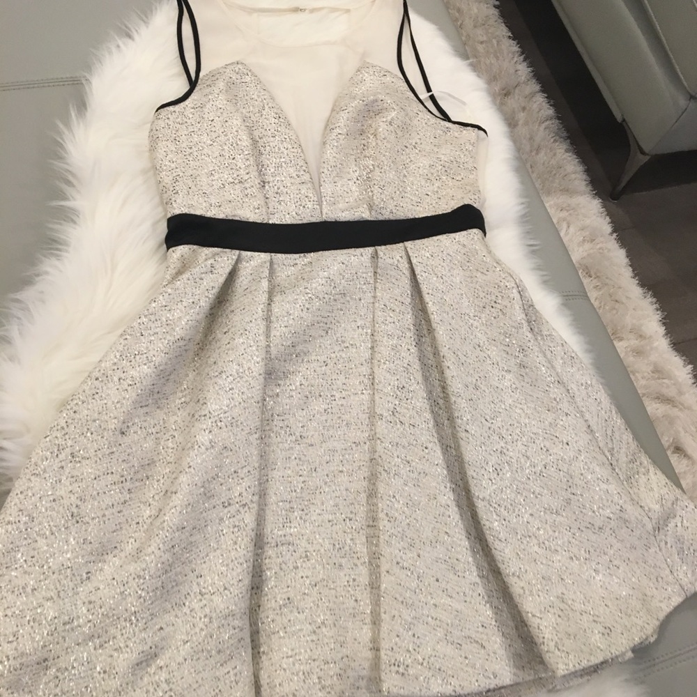BCBG metallic dress ivory Comb